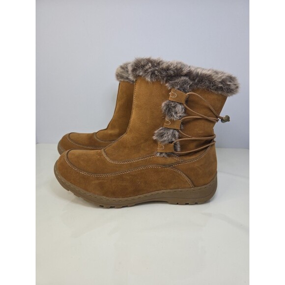 Journee Collection Zip Up Faux Fur Brown Eskimo Boots Sz 8.5 Winter Comfort - Picture 4 of 13